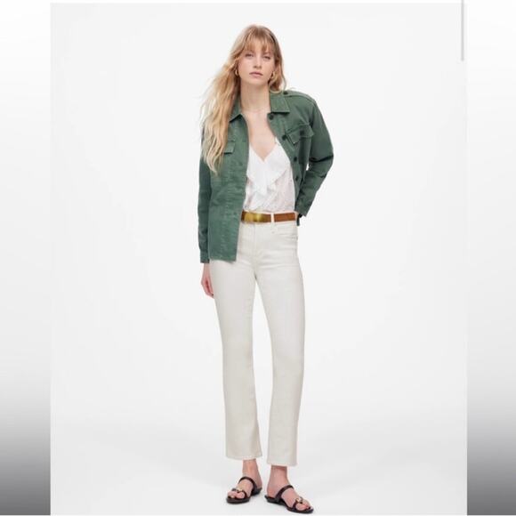 Madewell Kick Out Crop Jeans Pure White - Picture 1 of 5